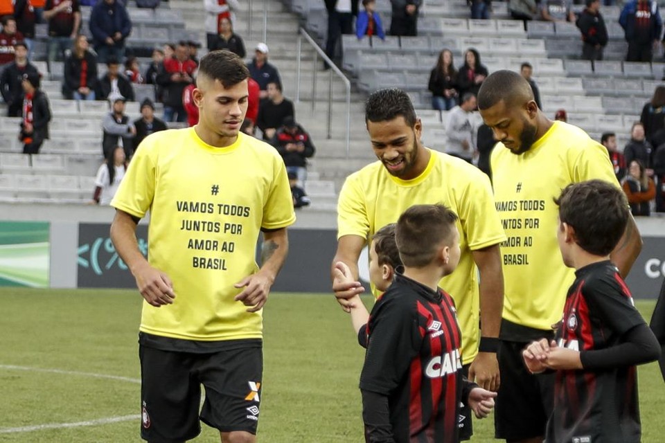 Jogadores do Atlético antes do jogo com o América-MG. | Marcelo Andrade/Gazeta do Povo