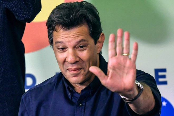 Fernando Haddad evitou rebater as críticas de Cid Gomes: “ele é meu amigo”, disse. | Nelson Almeida/AFP