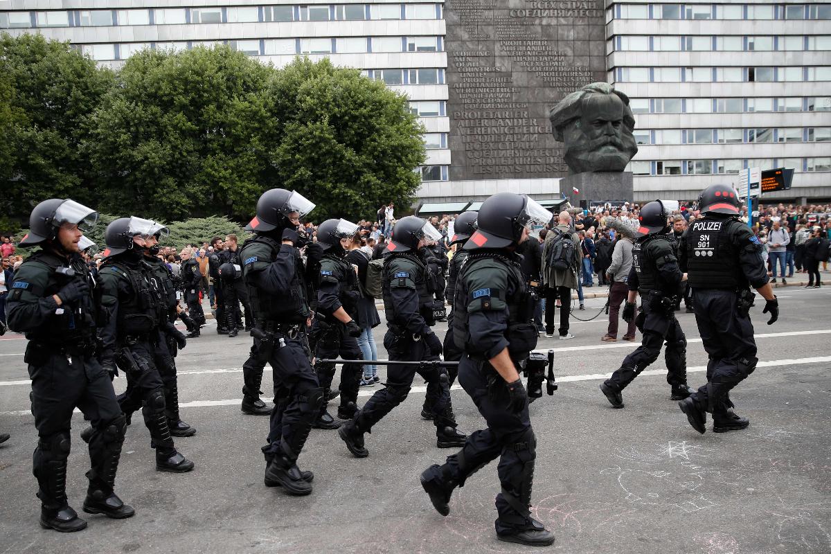 No fim de agosto, protestos violentos da extrema direita ocorreram em Chemnitz, no leste da Alemanha | ODD ANDERSEN/AFP