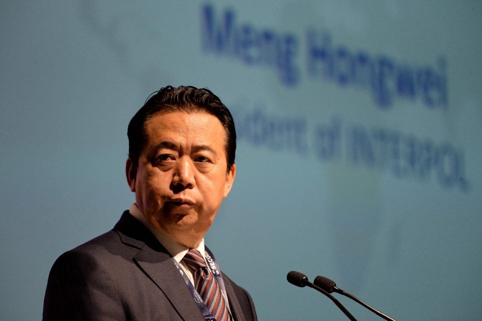 Hongwei Meng, presidente da Interpol, durante congresso da entidade em 2017 | ROSLAN RAHMAN/AFP