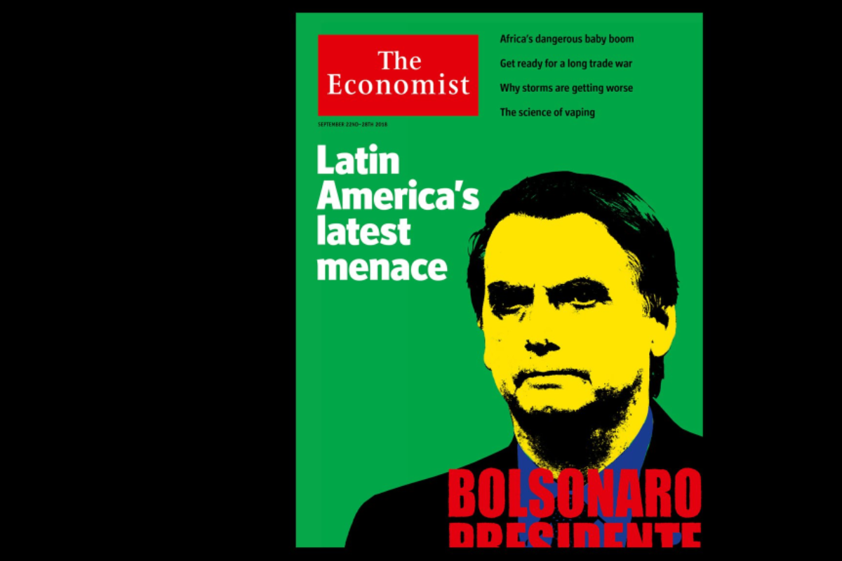 A revista britânica The Economist divulgou um editorial sobre o candidato à Presidência da República Jair Bolsonaro (PSL), em setembro | Reprodução