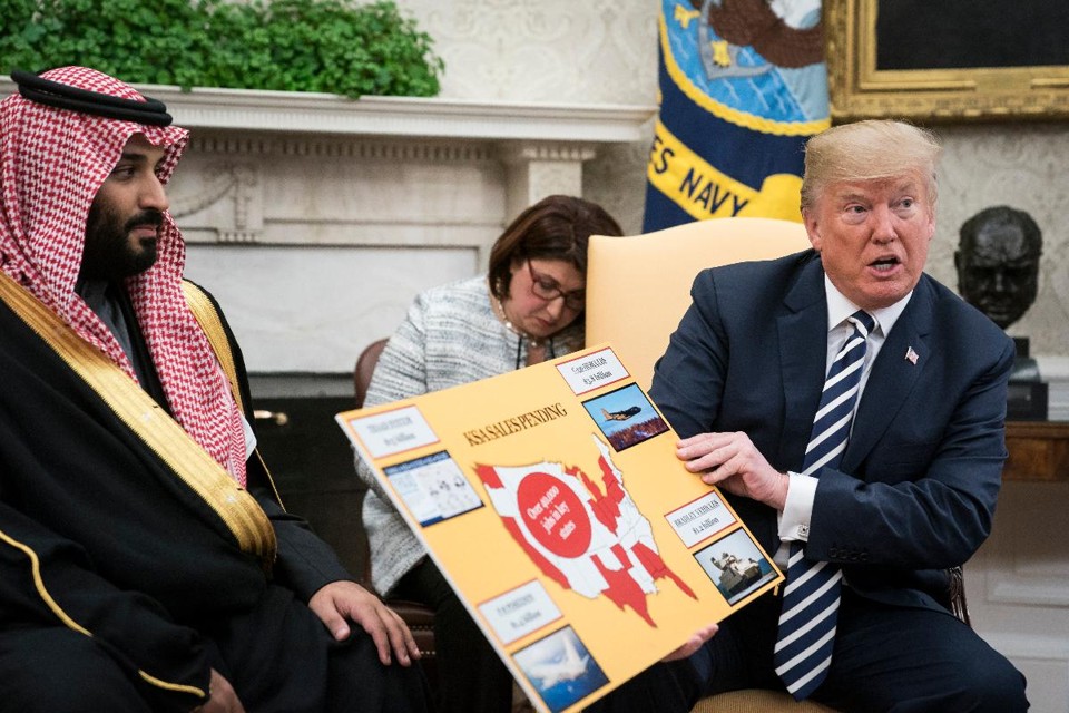 Príncipe herdeiro da Arábia Saudita, Mohammed bin Salman, em reunião com o presidente dos EUA, Donald Trump | Jabin Botsford/The Washington Post