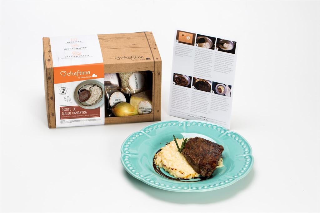 Um dos kits da Cheftime na caixa e após o preparo. | Cheftime/Divulgação
