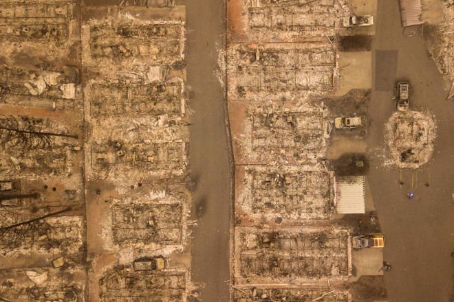 Foto aérea de um bairro de Paradise após o incêndio Camp Fire, em 15 de novembro | JOSH EDELSON/AFP