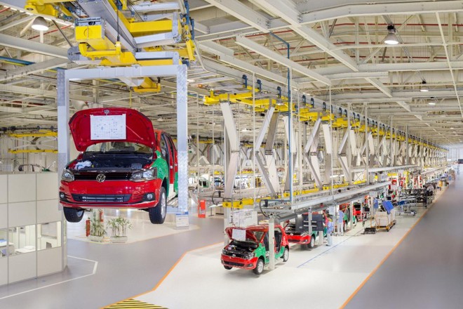 Linha de produção da Volkswagen em São José dos Pinhais (PR) | Divulgação/Volkswagen