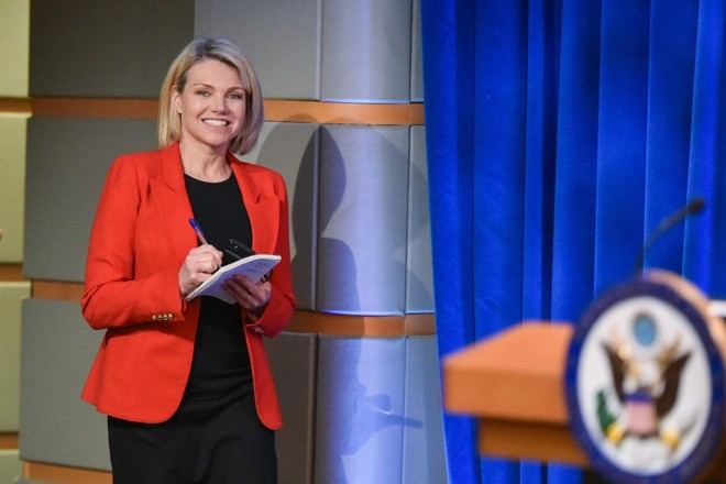 Desde 2017, Heather Nauert é porta-voz do Departamento de Estado dos EUA | MANDEL NGAN/AFP