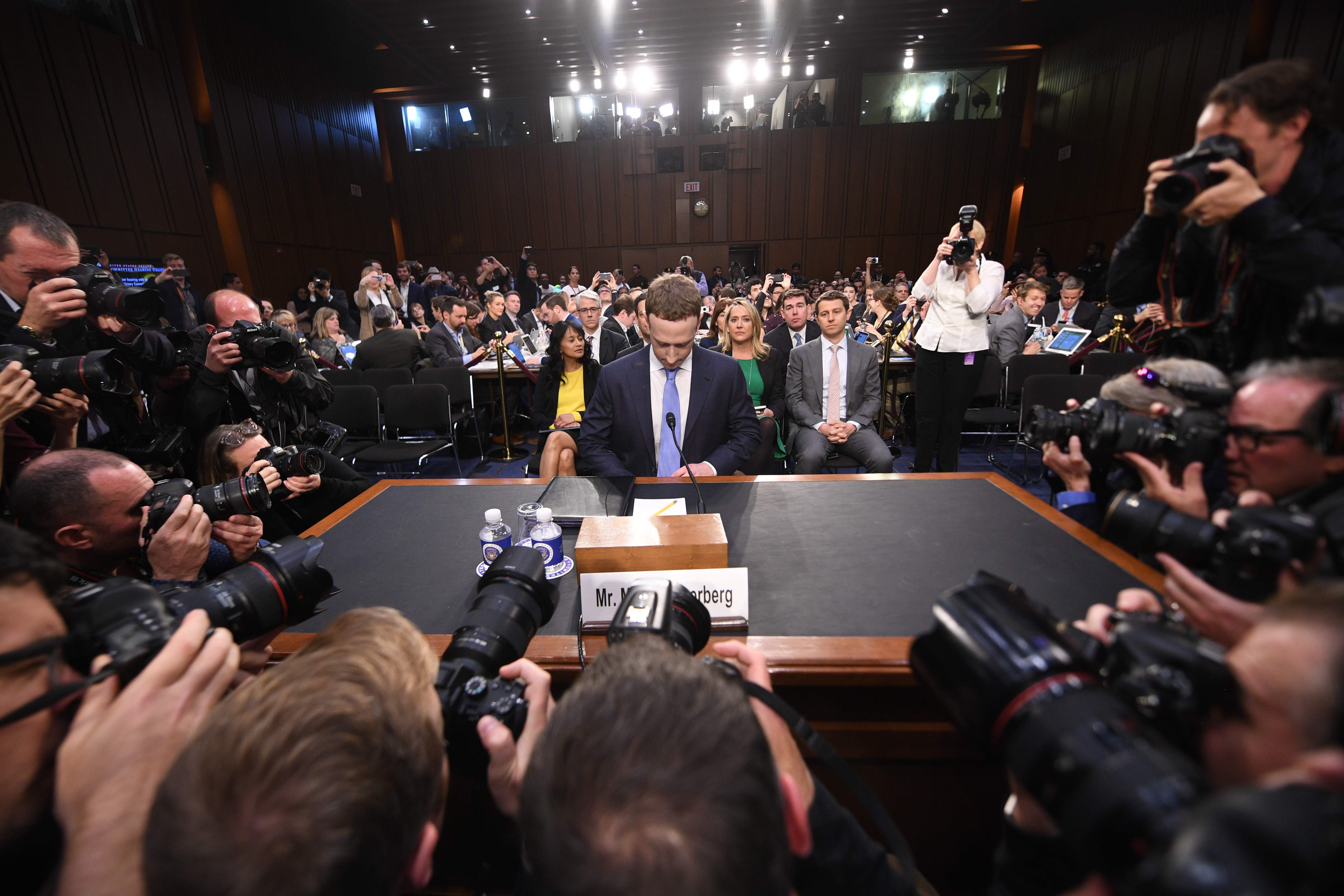 Testemunho de Zuckerberg no Senado dos EUA, em abril | JIM WATSON/AFP