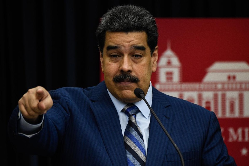 O ditador da Venezuela, Nicolas Maduro, fala durante uma coletiva de imprensa no palácio presidencial de Miraflores, em Caracas | FEDERICO PARRA/AFP