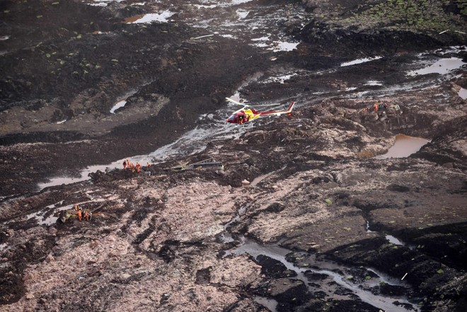 Segundo a Vale, o volume total de resíduos vazados em Brumadinho seria de 12 milhões de metros cúbicos, cerca de um terço do volume do rompimento ocorrido em Mariana (MG), em 2015. | Douglas Magno/AFP