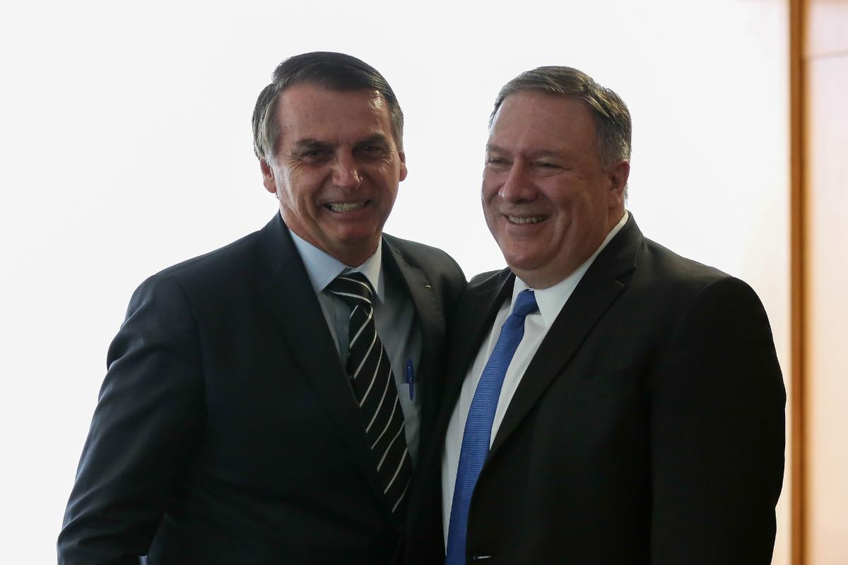 Audiência do presidente do Brasil, Jair Bolsonaro, com o secretário de Estado dos EUA, Mike Pompeo, em Brasília, 2 de janeiro | Marcos Correa / Agência Pública