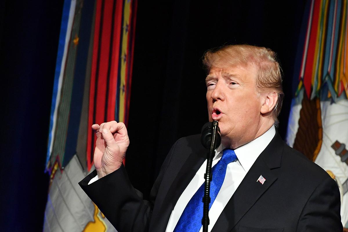 O presidente dos EUA, Donald Trump, fala durante o anúncio da Revisão da Defesa de Mísseis no Pentágono, em Washington, em 17 de janeiro | MANDEL NGAN / AFP