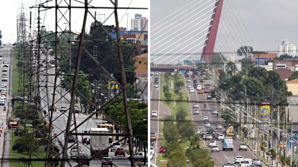 A Avenida das Torres foi um dos pontos em que mais teve mudanças nesses 10 anos | Albari Rosa (esq) e Cassiano Rosário (dir)/Gazeta do Povo