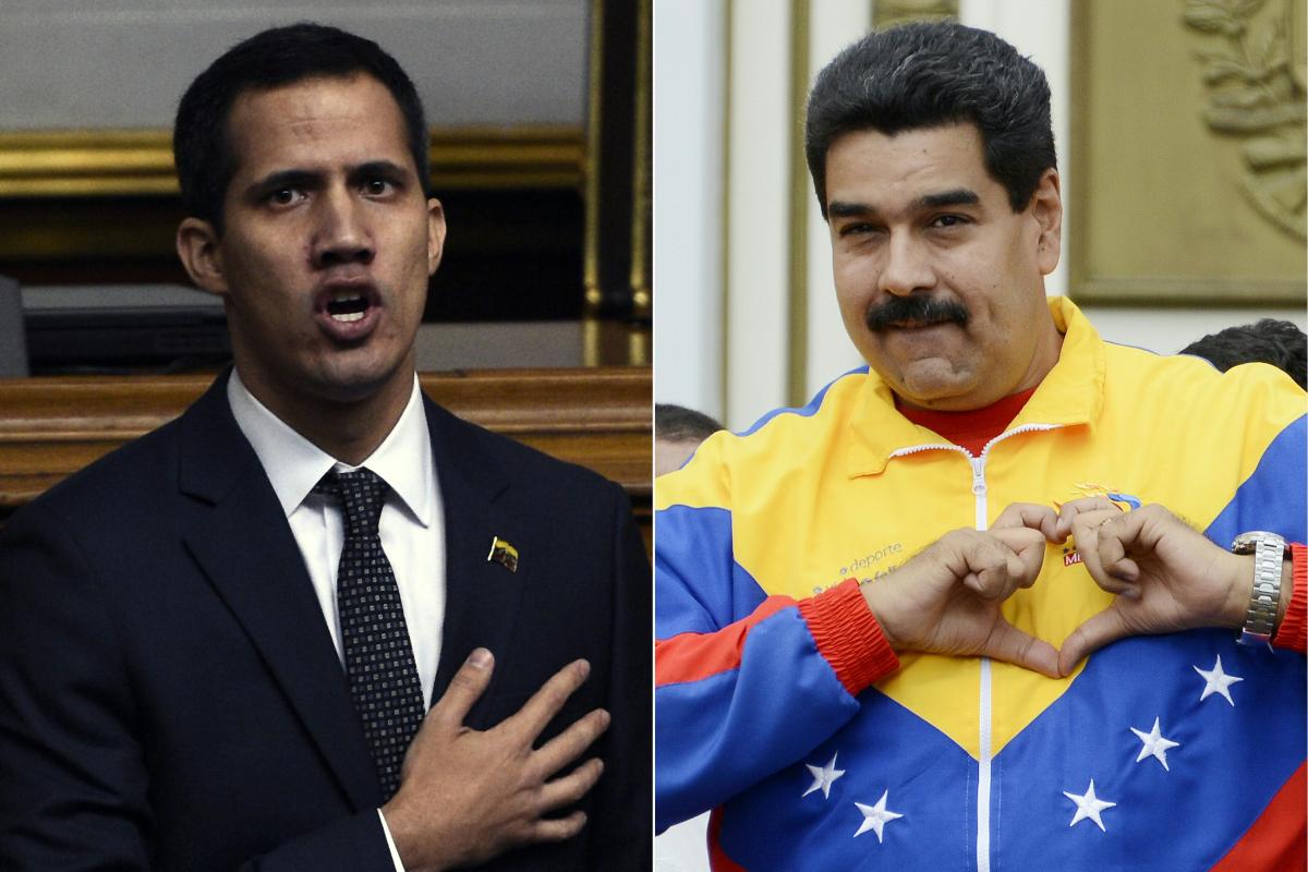Juan Guaidó e Nicolás Maduro afirmam ser presidentes da Venezuela. A disputa sobre o controle das estatais é chave para saber quem vai sair ganhando | FEDERICO PARRA/AFP