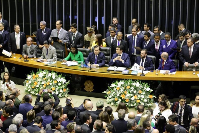 Cerimônia de posse da Câmara Federal em 2019. | Luis Macedo/
Câmara dos Deputados