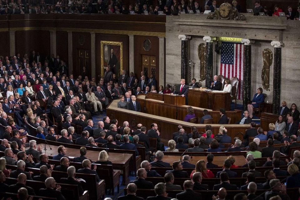 Donald Trump faz seu terceiro discurso sobre o Estado da União perante o Congresso americano | Zach Gibson/AFP