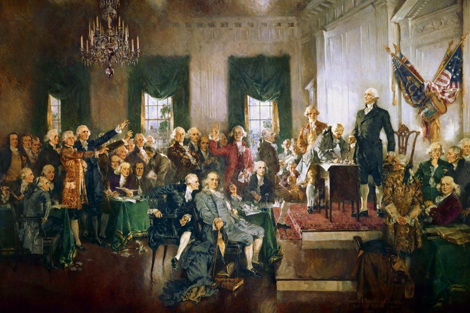 A Constituição rejeita a ideia de supremacia judicial. Assim deveriam pensar todos os americanos Pintura “Cena na Assinatura da Constituição dos Estados Unidos”, de Howard Chandler Christy. | Reprodução/Pixabay