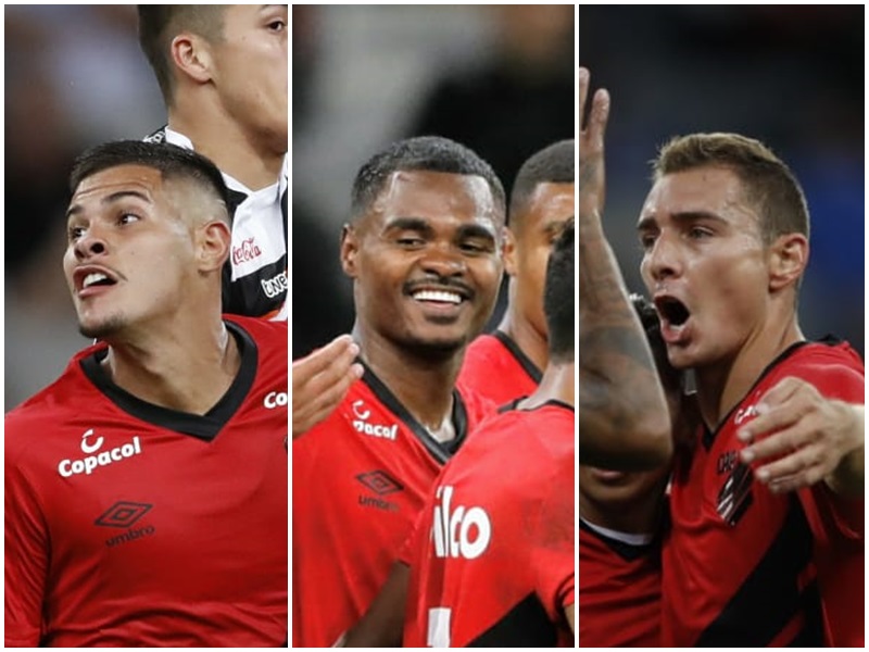 Bruno Guimarães, Nikão e Marco Ruben. | Jonathan Campos/Gazeta do Povo
