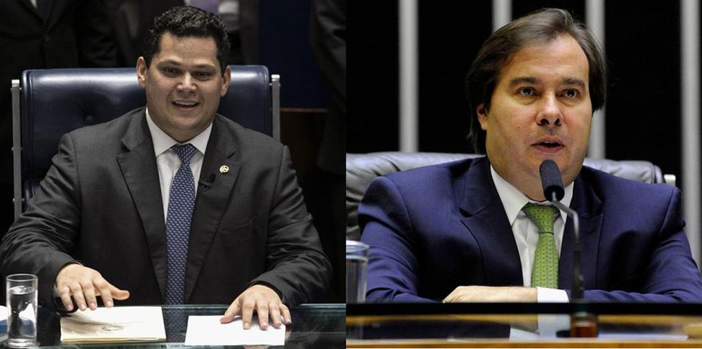 Davi Alcolumbre (DEM-AP) vai comandar o Senado e Rodrigo Maia (DEM-RJ), a Câmara dos Deputados. | Sérgio Lima/AFP e Luis Macedo/Agência Câmara
