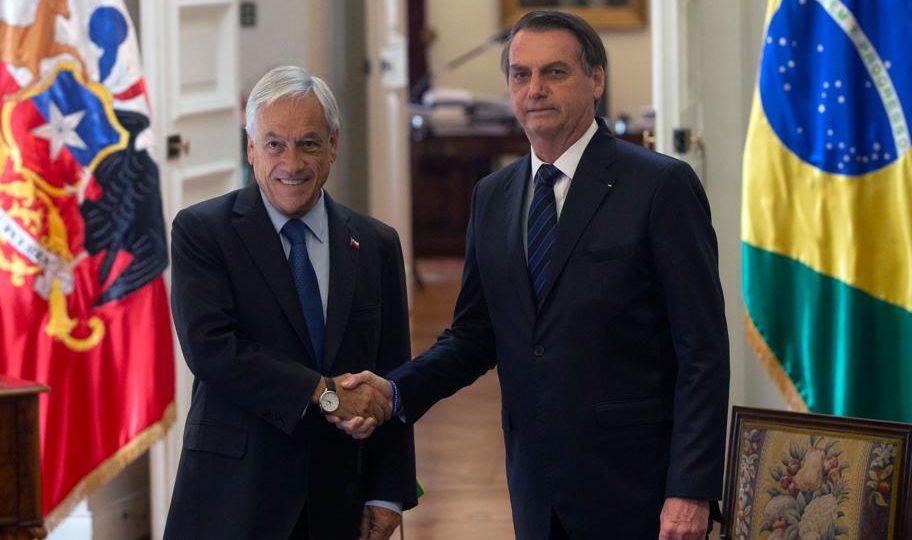 Presidente chileno, Sabastián Piñera, e presidente brasileiro, Jair Bolsonaro
