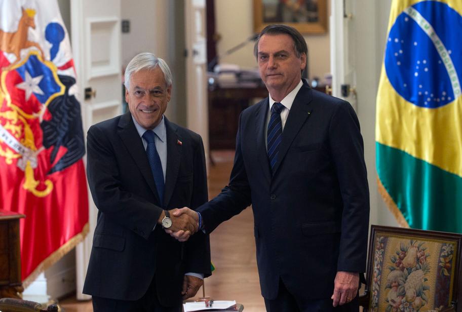Presidente chileno, Sabastián Piñera, e presidente brasileiro, Jair Bolsonaro