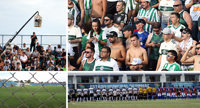 Paratiba na região metropolitana teve clima “raiz” no acanhado Estádio do Pinhão | Montagem com fotos de Albari Rosa/Gazeta do Povo