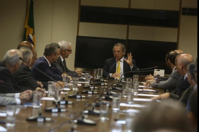 Ministro da Economia, Paulo Guedes, se reuniu com representantes da Federação das Indústrias do Paraná em 13 de fevereiro. | Gelson Bampi/ Fiep
