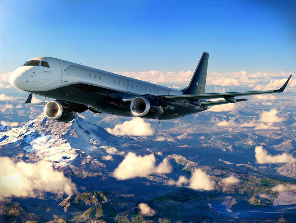 Na foto, uma aeronave Lineage 1000, responsável por uma baixa contábil no segmento executivo de R$ 238,2 milhões e que impacto os resultados da Embraer em 2018. | Divulgação/