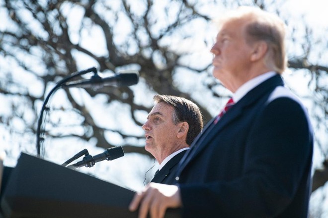 Trump ressaltou que apoiará a entrada do Brasil no famoso “clube das nações desenvolvidas”, a OCDE - Organização de Cooperação de Desenvolvimento Econômico. | BRENDAN SMIALOWSKI/AFP
