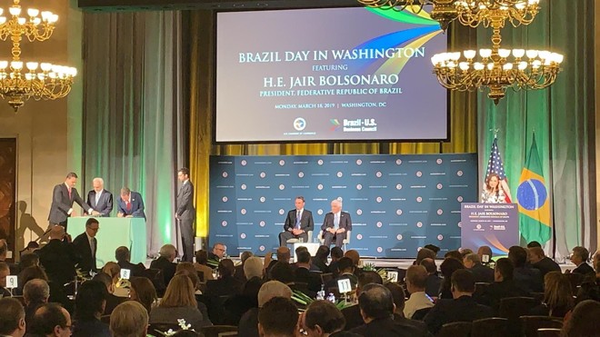 Cerimônia com a presença do presidente Jair Bolsonaro marcou assinatura de acordo de salvaguarda tecnológica (AST), que permite aos EUA utilizar Base de Alcântara, no Maranhão. | Raphael Sibilla/especial para a Gazeta do Povo