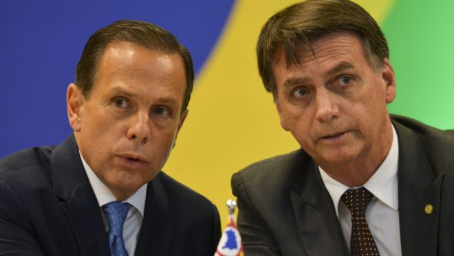 João Doria, governador de São Paulo, e Jair Bolsonaro, presidente do Brasil.