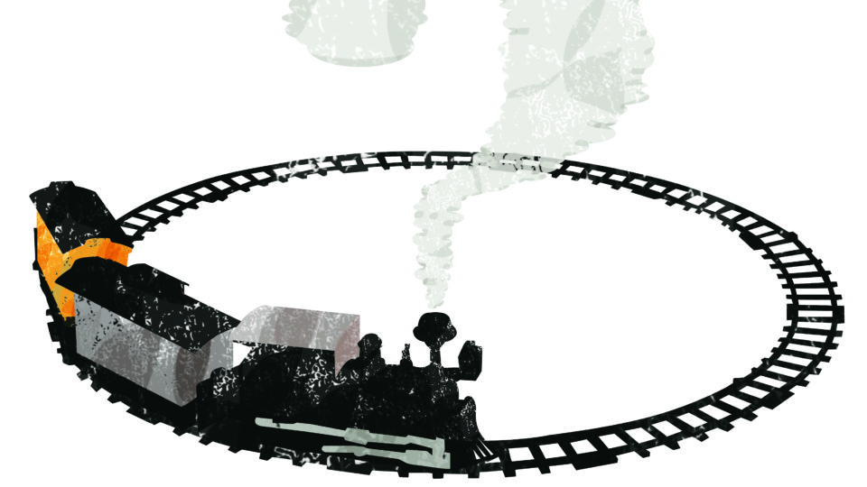 Ilustração de uma ferrovia.