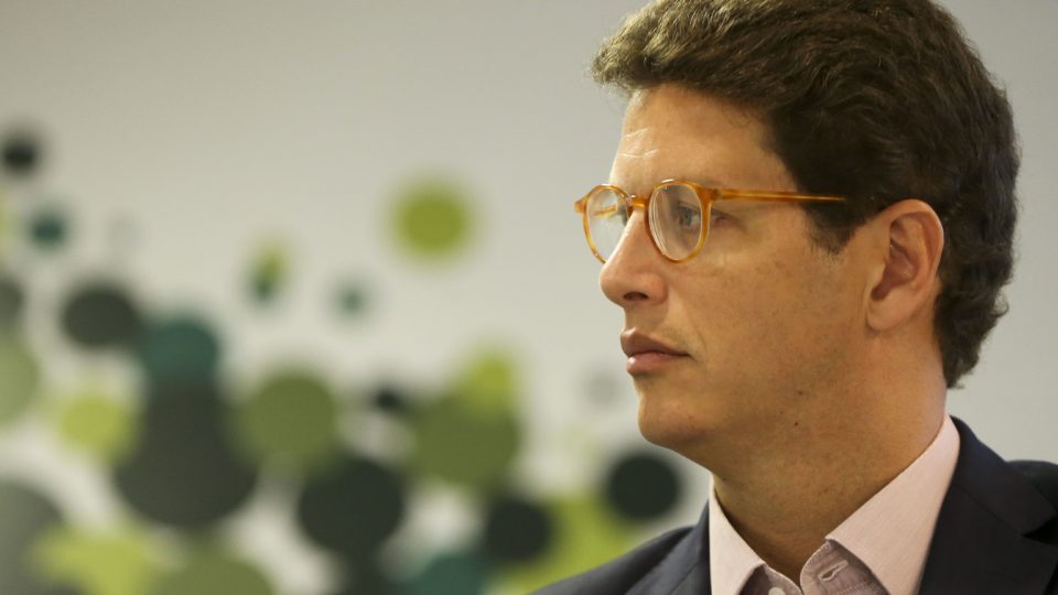 O ministro do Meio Ambiente, Ricardo Salles, durante cerimônia de posse do novo presidente do Instituto Chico Mendes de Conservação da Biodiversidade (ICMBio), Adalberto Eberhard.