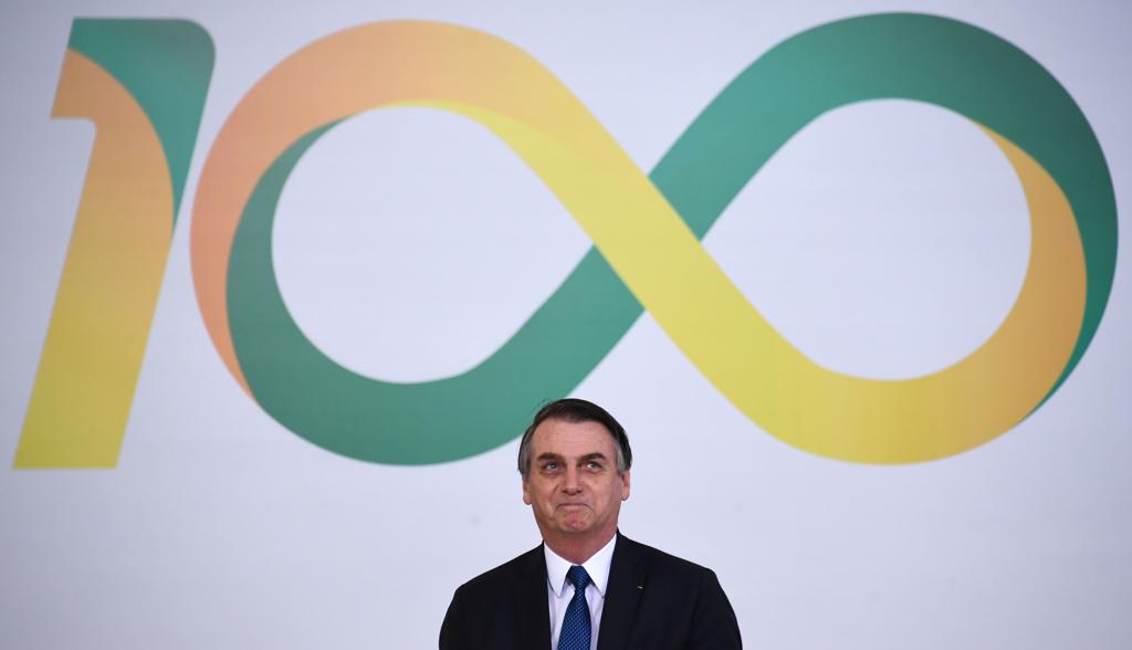 Bolsonaro durante evento de cem dias de governo. | EVARISTO SA/AFP