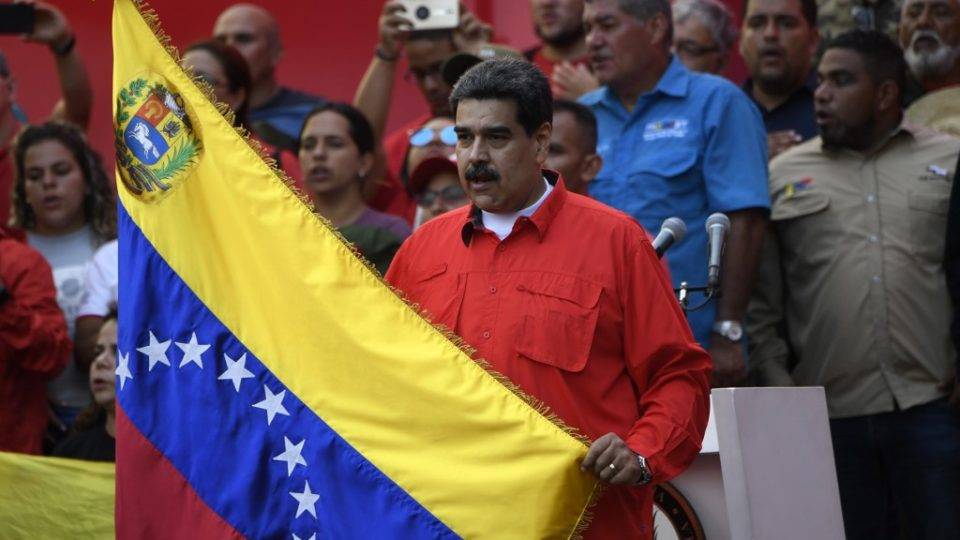 Ditador Nicolás Maduro, durante comício em Caracas, capital da Venezuela