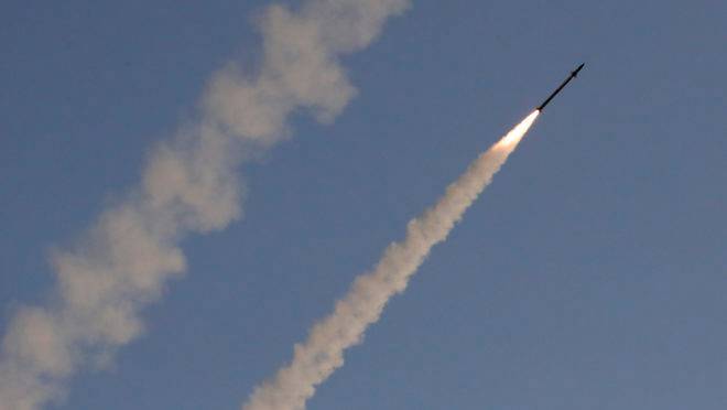 Missil disparado por Israel contra foguete palestino
