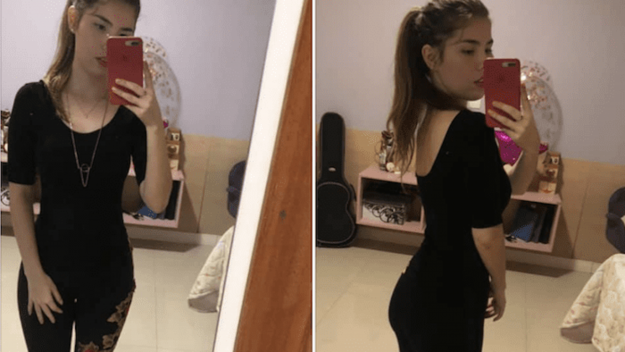 Junto ao texto, Eduarda postou fotos das roupas que vestia na ocasião