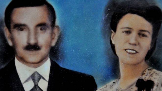 Quadro antigo com o casal Richard e Ângela Gerardth