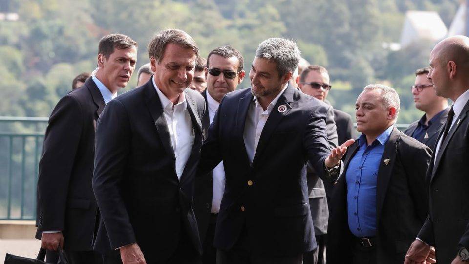 Lançamento da pedra inaugural da obra da segunda ponte entre Brasil e Paraguai, com a presença dos presidentes do Brasil, Jair Bolsonaro, e do Paraguai, Mario Abdo Benítez.