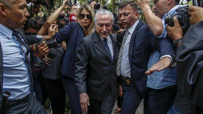O ex-presidente Michel temer deixa a cadeia em 15 de maio de 2019. Foto: Miguel Schincariol/AFP
