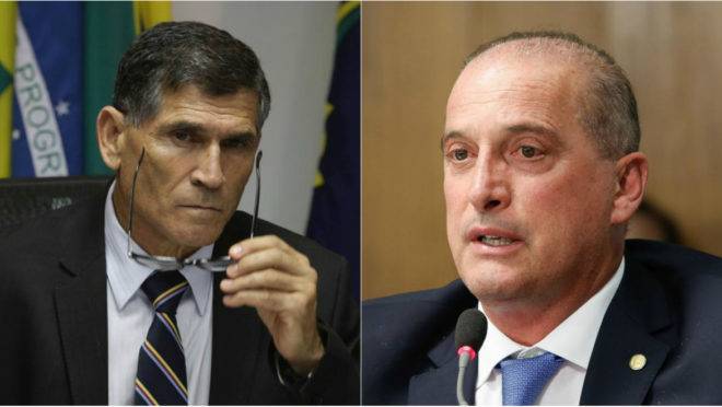 Os ministros Santos Cruz, da Secretaria de Governo, e Onyx Lorenzoni, da Casa Civil.