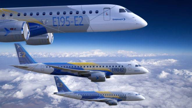 Avião da família E2 da Embraer.