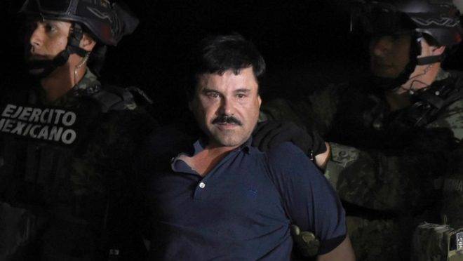 Joaquin "El Chapo" Guzmán, quando foi recapturado seis meses após fugir de uma prisão de segurança máxima no México em janeiro de 2016
