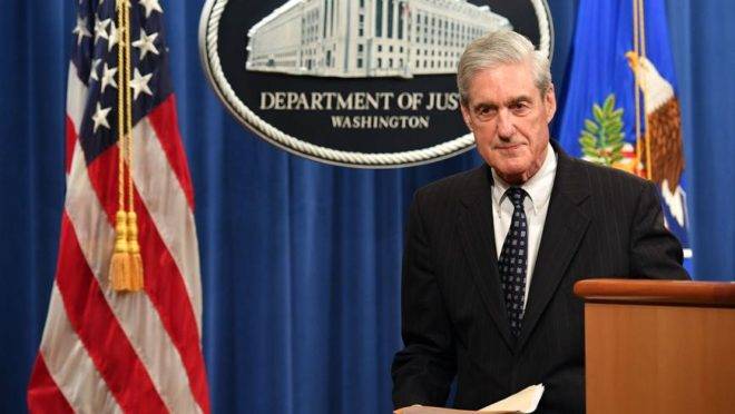 O procurador especial Robert Mueller após pronunciamento sobre a investigação da interferência russa nas eleições americanas de 2016, no Departamento de Justiça dos Estados Unidos, em Washington, 29 de maio