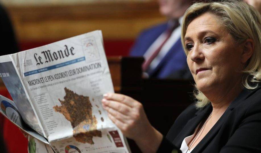 Salvini e Le Pen venceram em seus lares, mas não na Europa Marine Le Pen em sessão de perguntas ao governo na Assembleia Nacional, em Paris, 28 de maio