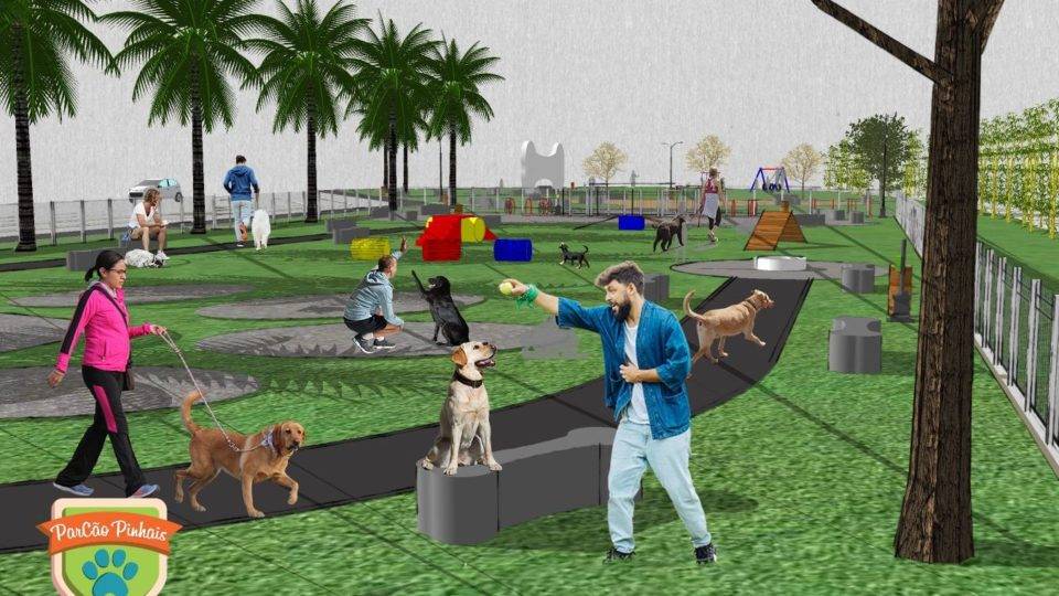 Parque com espaço exclusivo para cachorros será construído na região de Curitiba Imagem ilustrativa de como deve ser o Parcão de Pinhais