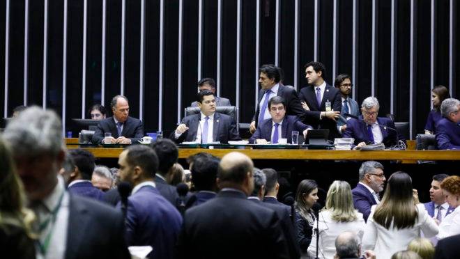 Sessão do Congresso Nacional que derrubou vetos de Bolsonaro.