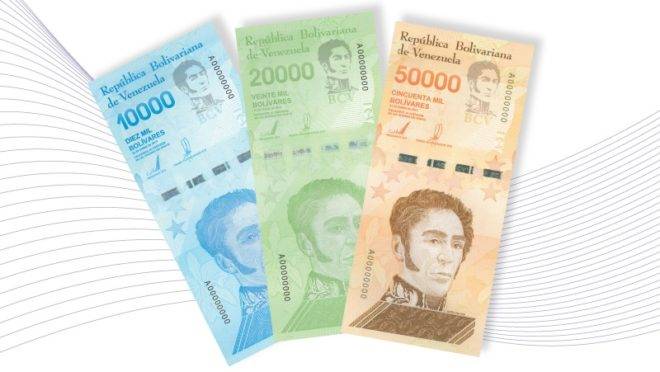 As novas cédulas anunciadas pelo Banco Central da Venezuela, de 10 mil, 20 mil e 50 mil bolívares