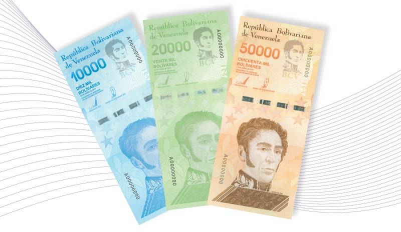 As novas cédulas anunciadas pelo Banco Central da Venezuela, de 10 mil, 20 mil e 50 mil bolívares