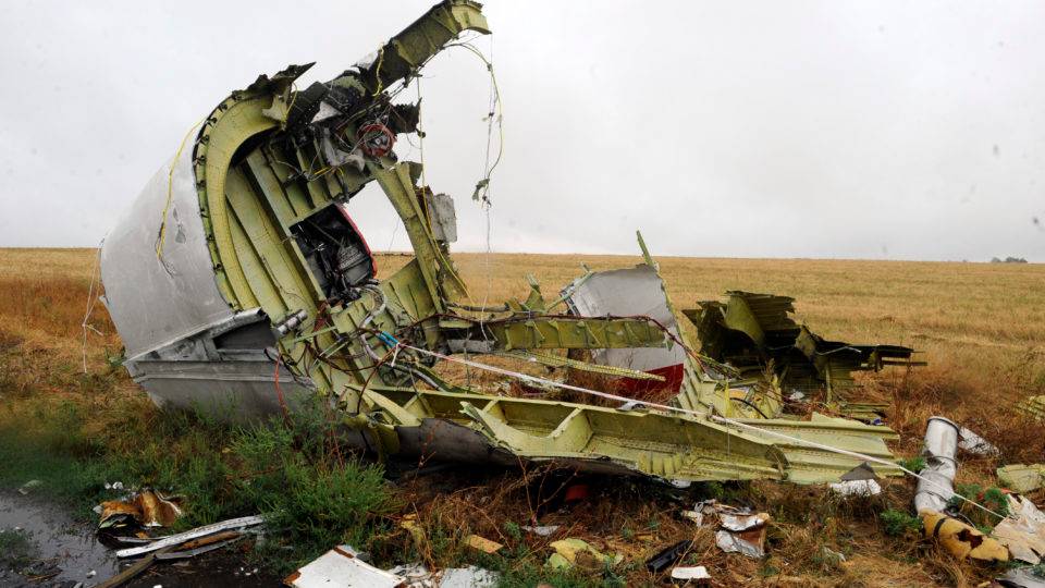 Foto de arquivo tirada em 09 de setembro de 2014 mostra parte da aeronave do voo MH17 da Malaysia Airlines após a queda