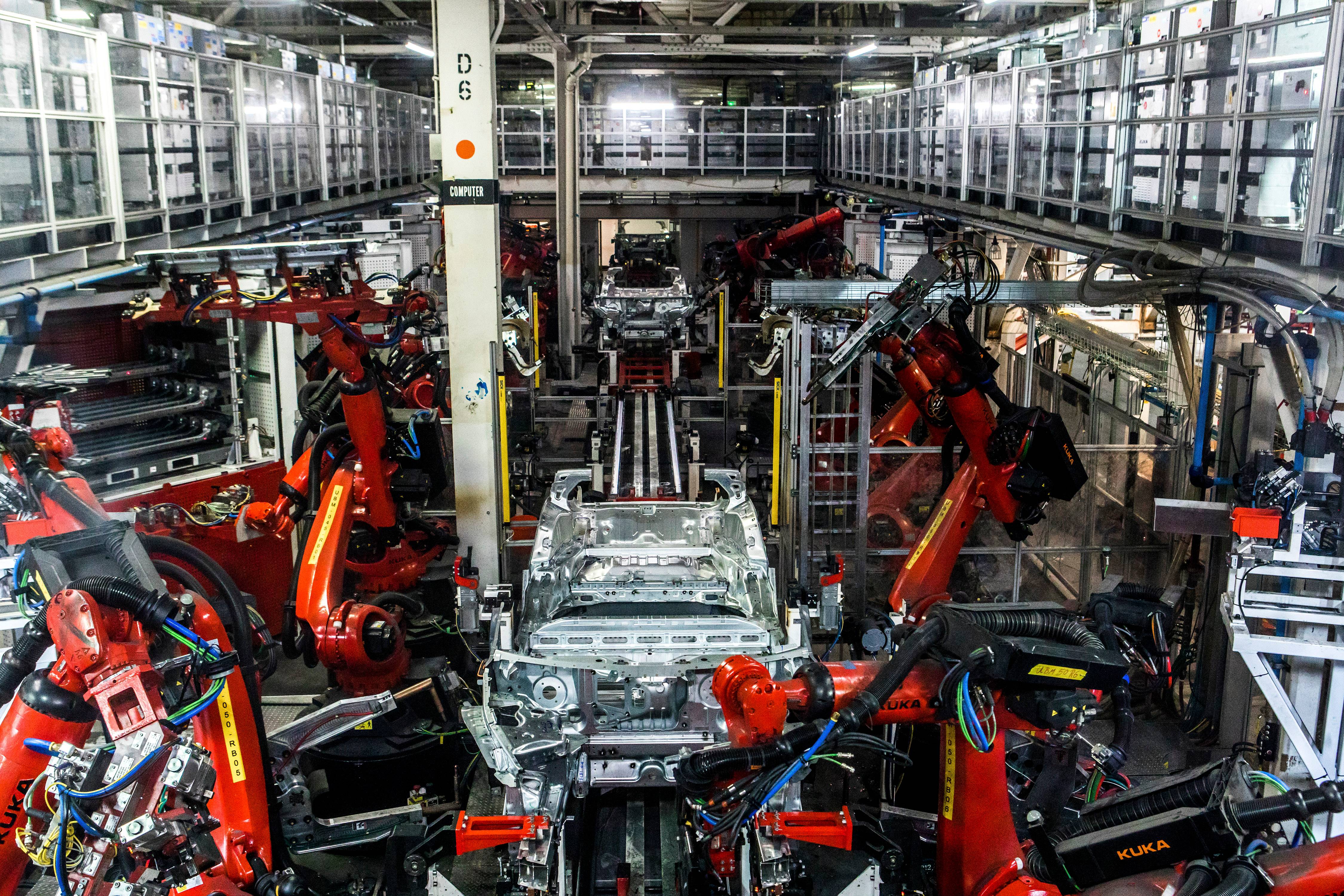 Fábrica de carros elétricos da Tesla, em Fremont, Califórnia, nos EUA.